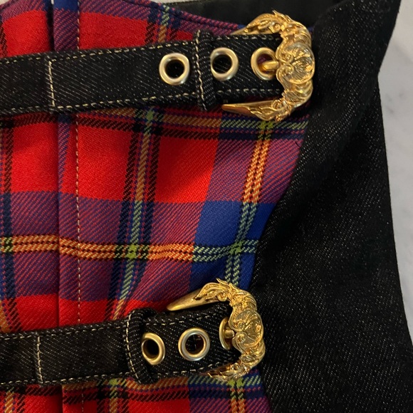 Versace 2018 Fall Buckle Denim Corset Tube Top - Picture 2 of 7